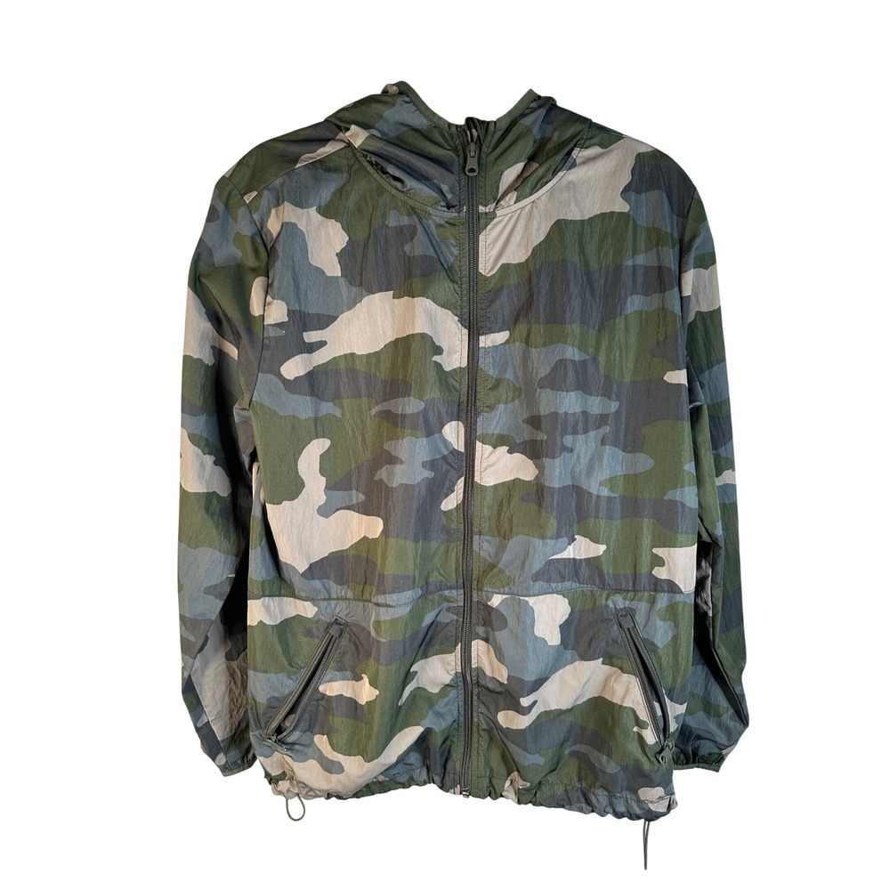 OFFLINE by Aerie Windbreaker Women Green Camo Full Zip Hooded Size Small